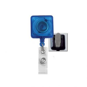 Moulinet carré translucide avec pince à ressort et courroie de vinyle (34 po.)