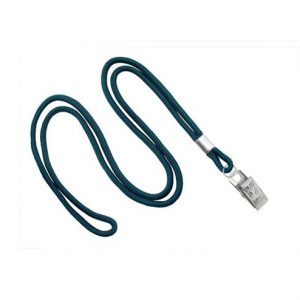 Round Standard Lanyard (1/8") with Nickel Plated Steel Bulldog Clip (36")