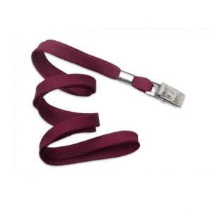 Flat Woven Lanyard (3/8") with Nickel Plated Steel Bulldog Clip (36")