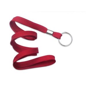 Flat Woven Lanyard (3/8") with Nickel Plated Steel Split Ring (36")