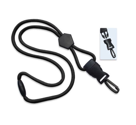 Lanière ronde (1/4 po.) avec crochet pivotant "DTACH" en plastique, curseur diamand et attache fusible (36 po.)
