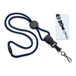 Lanière ronde (1/4 po.) avec crochet pivotant "DTACH" en acier noir oxydé, curseur rond et attache fusible (36 po.)